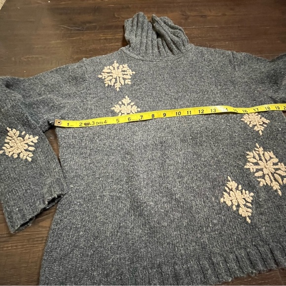 Vintage heathered gray snowflake pullover sweater cowel turtle neck small petite - Picture 4 of 5